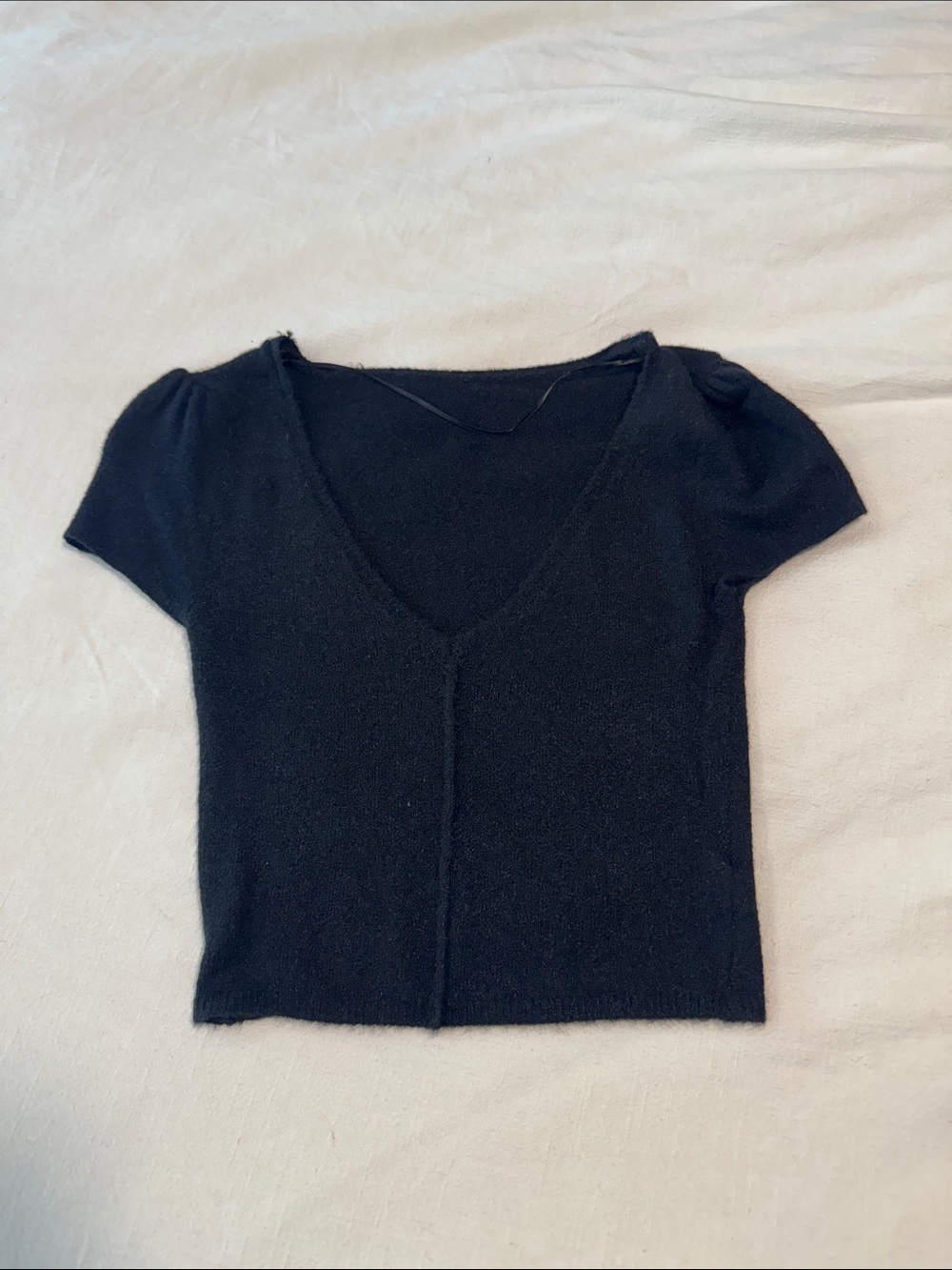 Free People Black V-Neck Short Sleeve Women’s Top